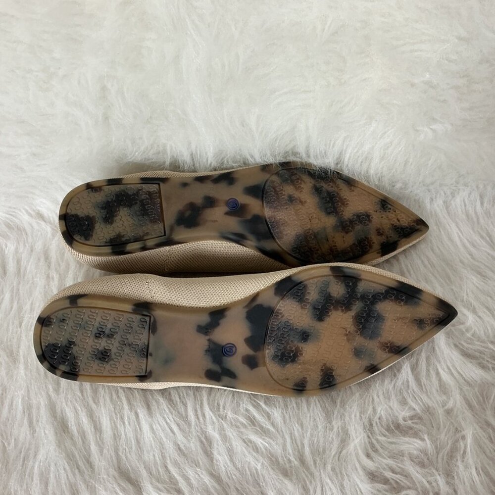 Rothy's Beige Pointed Toe Flats with Blue Trim - Picture 7 of 9